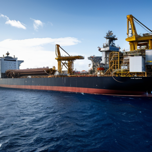 A colossal Floating Production Storage and Offloading (FPSO) vessel, surrounded by specialized support vessels, majestically processes oil from unseen subsea wells in the vast, deep ocean. Complex piping, drilling equipment, and advanced technology are visible on the platform, set against a dramatic sky that emphasizes the remoteness and scale of the industrial operation. The overall scene conveys human ingenuity and engineering prowess in a challenging environment. Professional photography, highly detailed, realistic, high-definition, appropriate content, safe for work, fully clothed, professional setting, perfect anatomy, correct proportions.