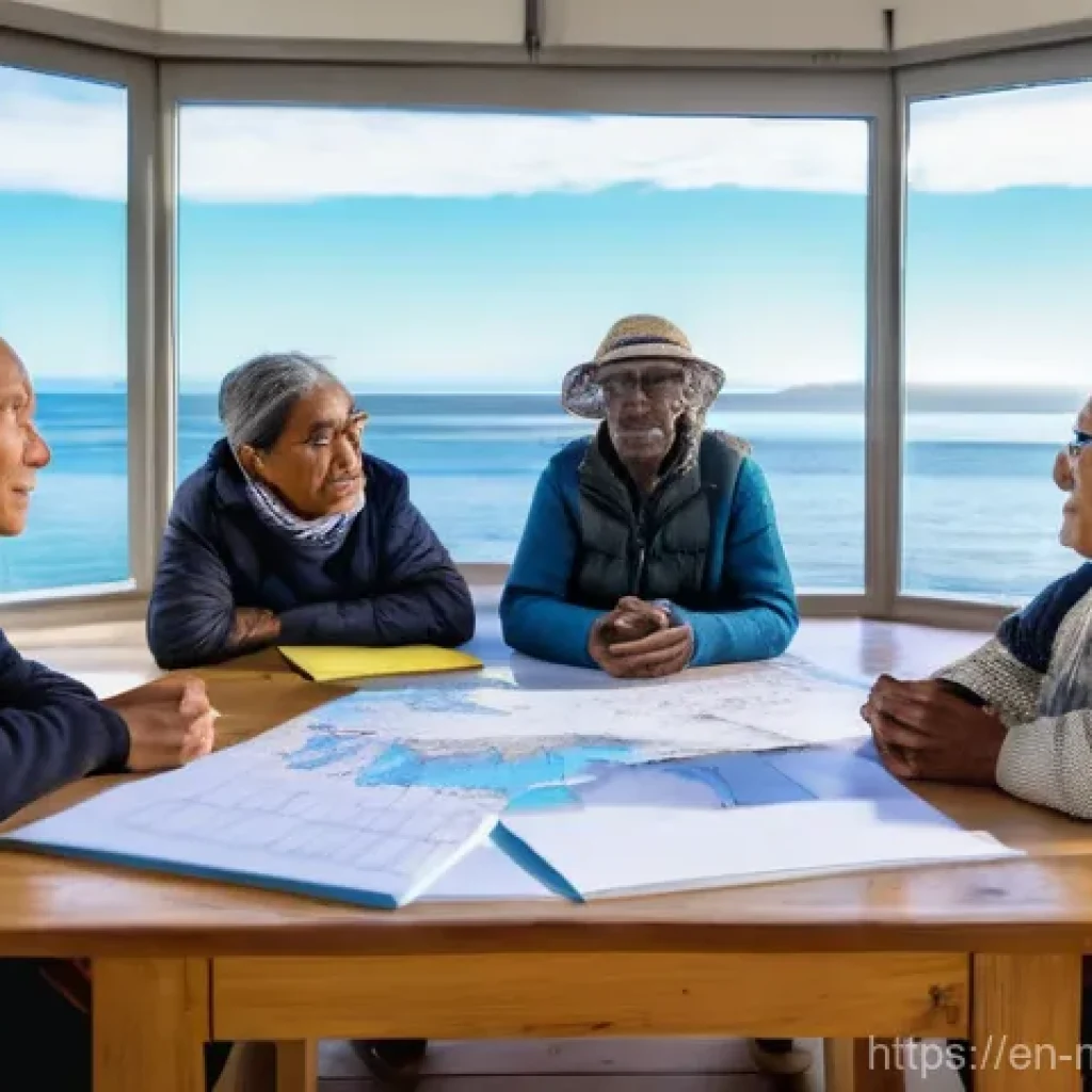 해양자원 개발의 사회적 수용성 - **"Authentic Community Dialogue for Ocean Projects"**: A group of diverse individuals, including loc...