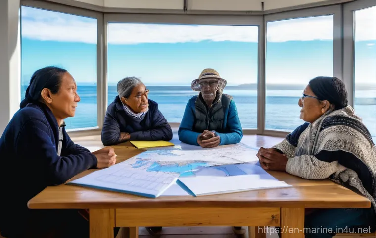 해양자원 개발의 사회적 수용성 - **"Authentic Community Dialogue for Ocean Projects"**: A group of diverse individuals, including loc...