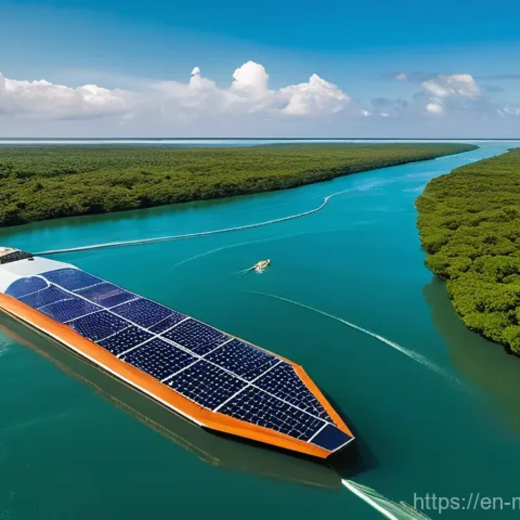 해양 환경 보호 기술 - **Prompt Title:** Revolutionizing Ocean Cleanup: Interceptor in Action
    **Image Prompt:** A wide-...