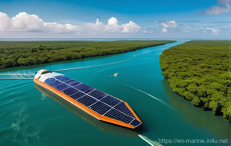 해양 환경 보호 기술 - **Prompt Title:** Revolutionizing Ocean Cleanup: Interceptor in Action
    **Image Prompt:** A wide-...