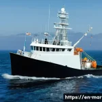 해양자원 개발을 위한 국제적 협력 - **Sustainable Fisheries: Tech-Driven Management**
    "A wide-angle shot of a modern, environmentall...