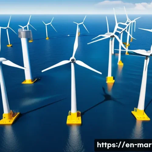 해양풍력 발전 투자 현황 - A futuristic offshore wind farm featuring massive 15 MW+ wind turbines with sleek, aerodynamic blade...